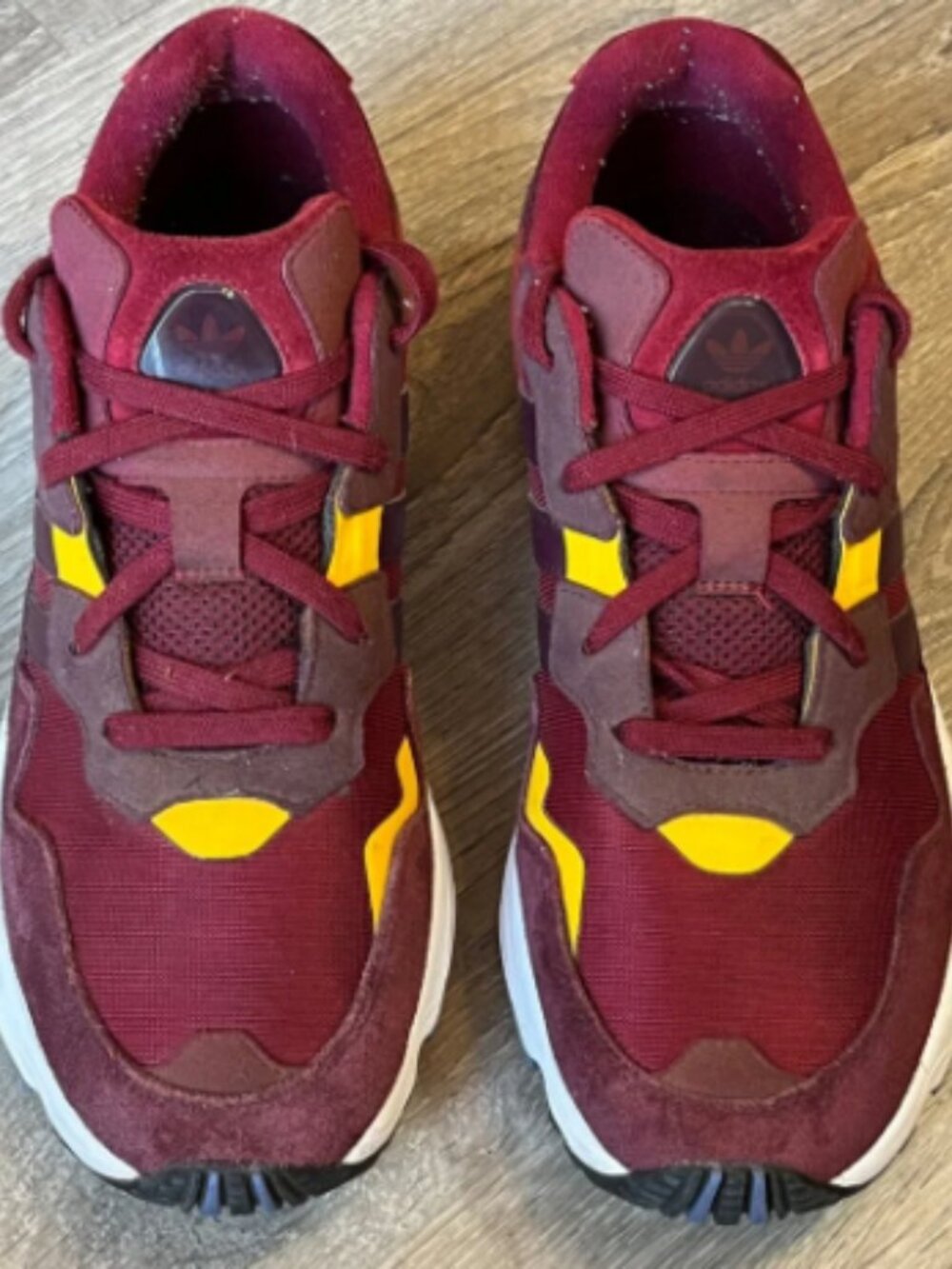 Adidas Yung-1 Mens Noble Maroon Solar Yellow Sneakers DB2602‎ Size 10